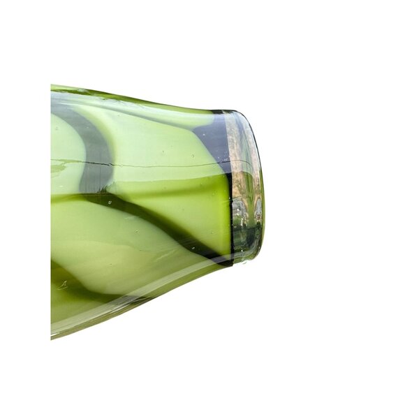 Green Swirl Glass Vase 16" Tall Flower Flowers Art Decoration - Picture 6 of 7